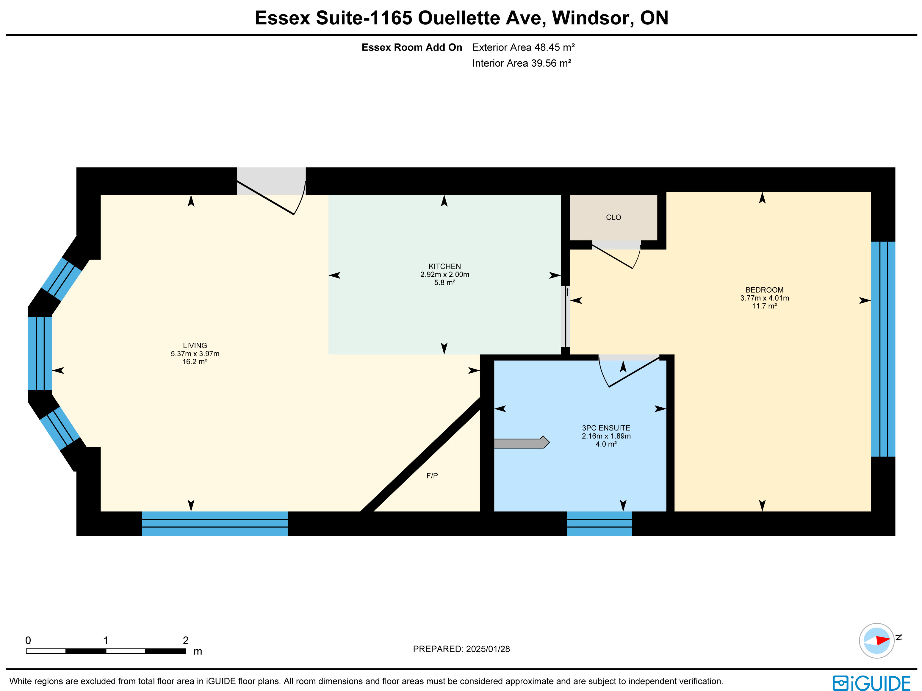 Essex Suite - 1165 Ouellette Ave. Floor Plan